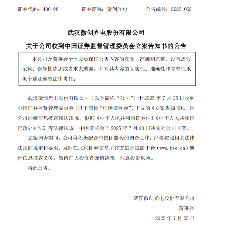 微创光电：关于公司收到中国证券监督管理委员会立案告知书的公告.png