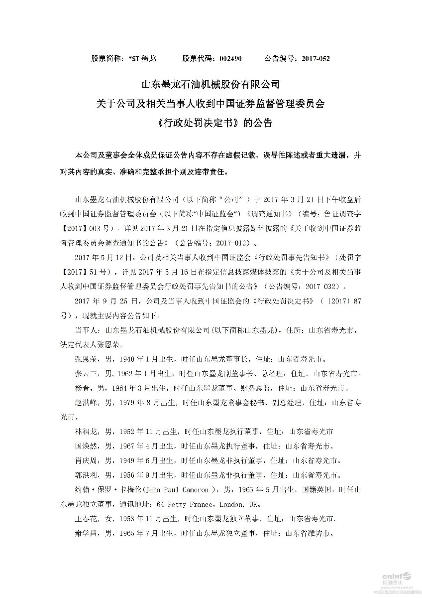 _ST墨龙：关于公司及相关当事人收到中国证券监督管理委员会《行政处罚决定书》的公告_01.jpg