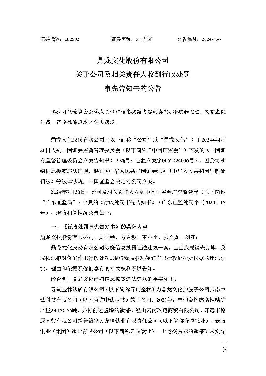 ST鼎龙：关于公司及相关责任人收到行政处罚事先告知书的公告1.jpg