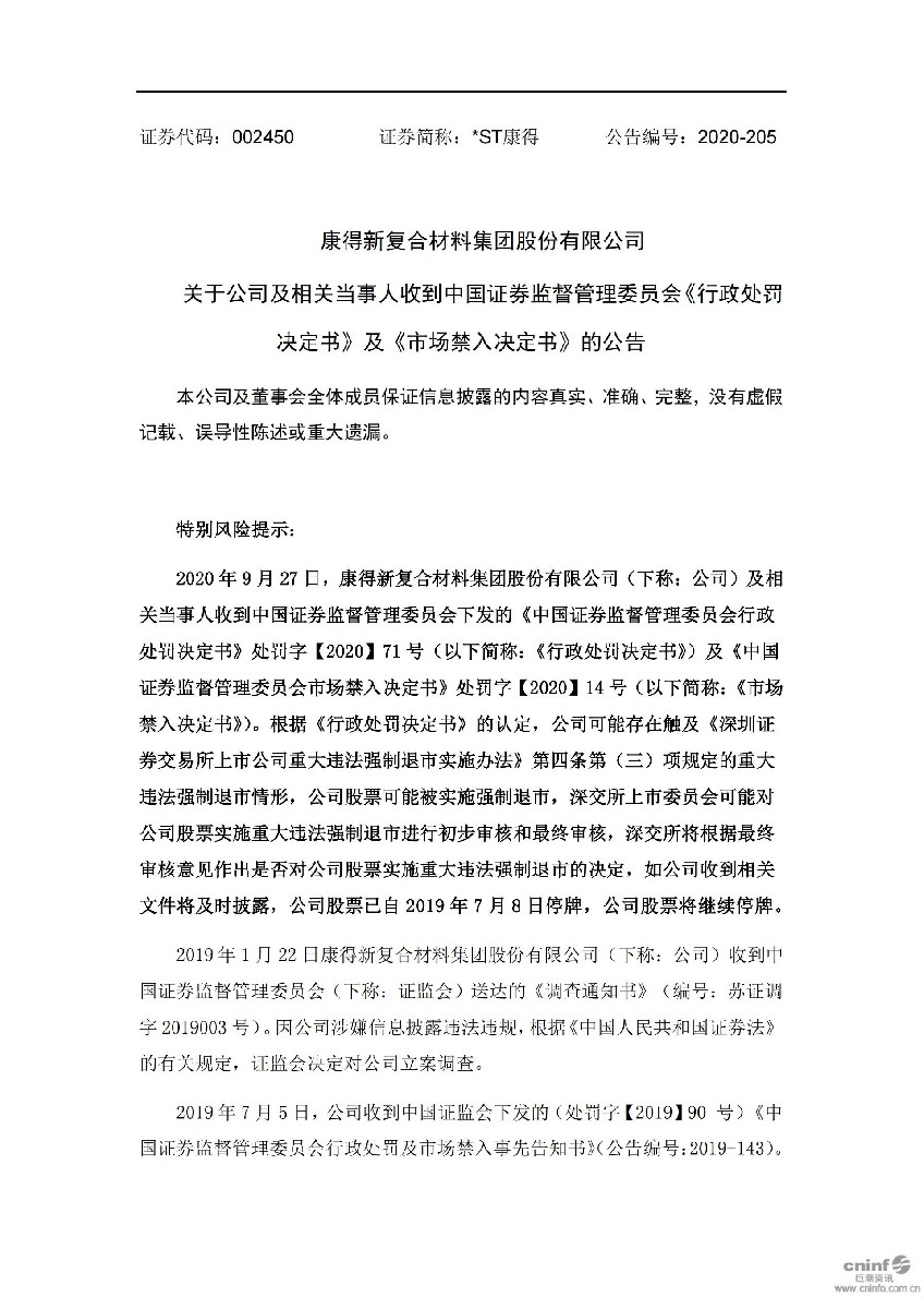 _ST康得：关于公司及相关当事人收到中国证券监督管理委员会《行政处罚决定书》及《市场禁入决定书》的公告_01.jpg