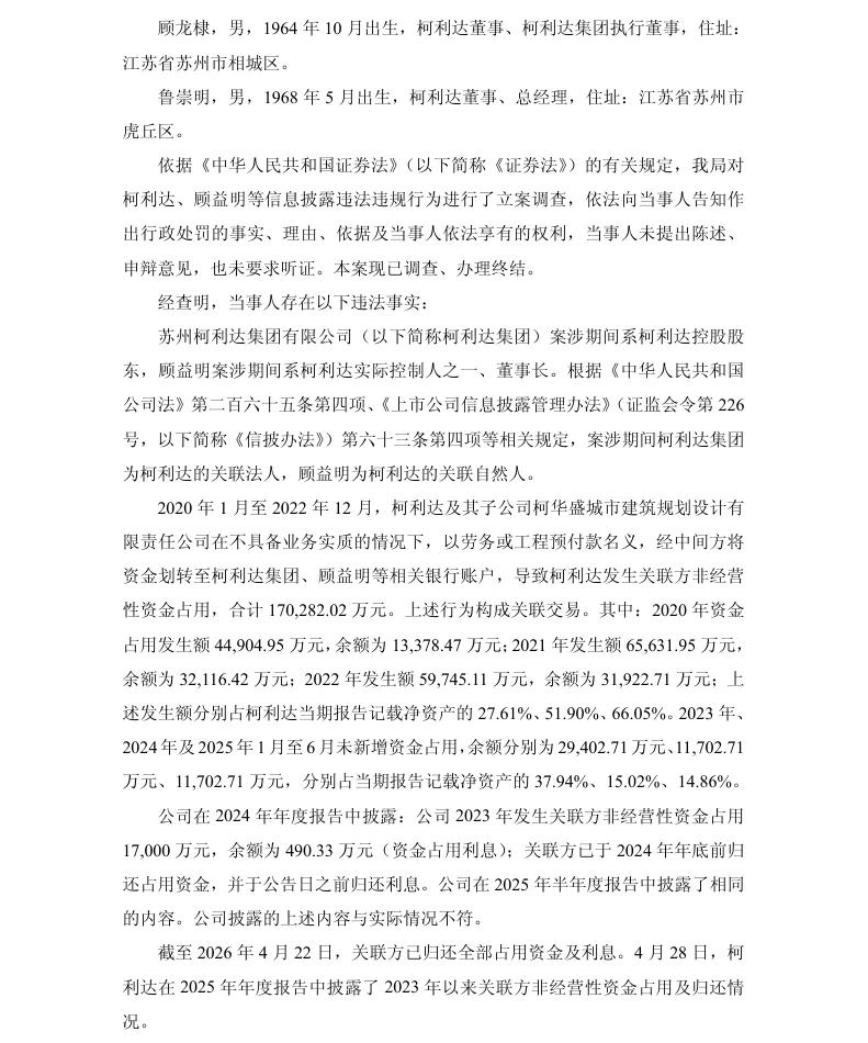 【正式处罚】*ST利达收到《行政处罚决定书》的公告（2026/9/25）